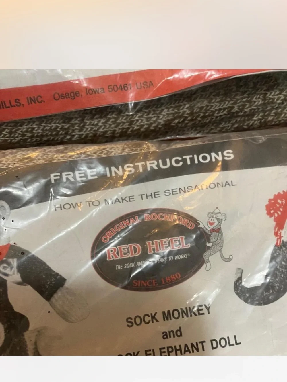 Vintage Red Heel monkey/elephant sock puppets.